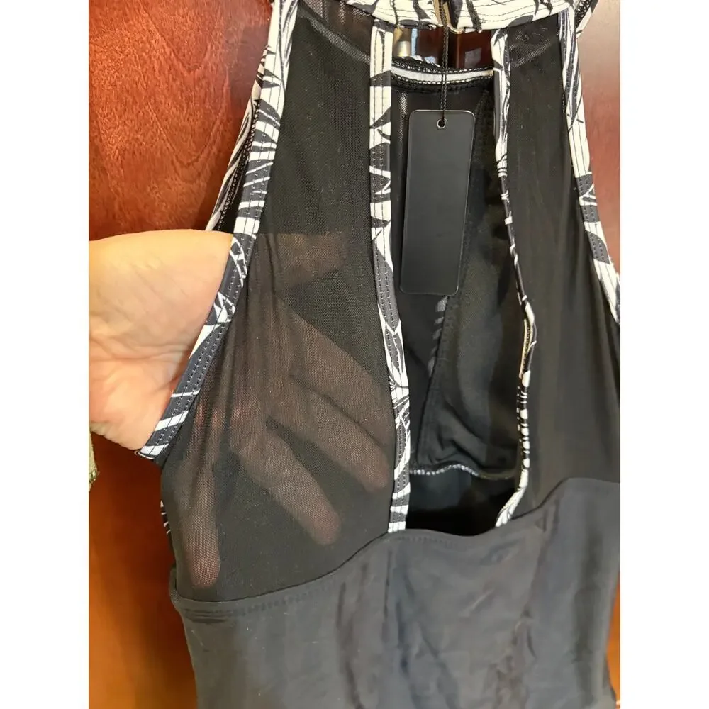 Tempt Me Black White One Piece High Neck Tummy Control Bathing Suit Size M NWT - Picture 15 of 16